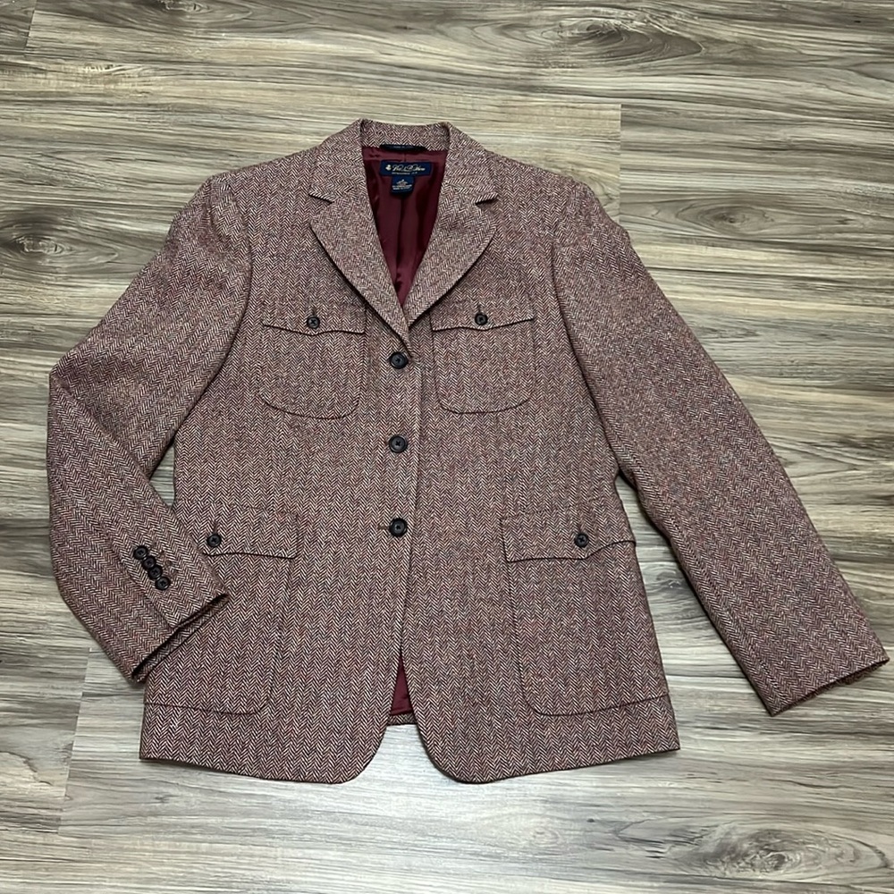 Brooks Brothers Brown Blazer with Notched Lapel and Wool Fabric
